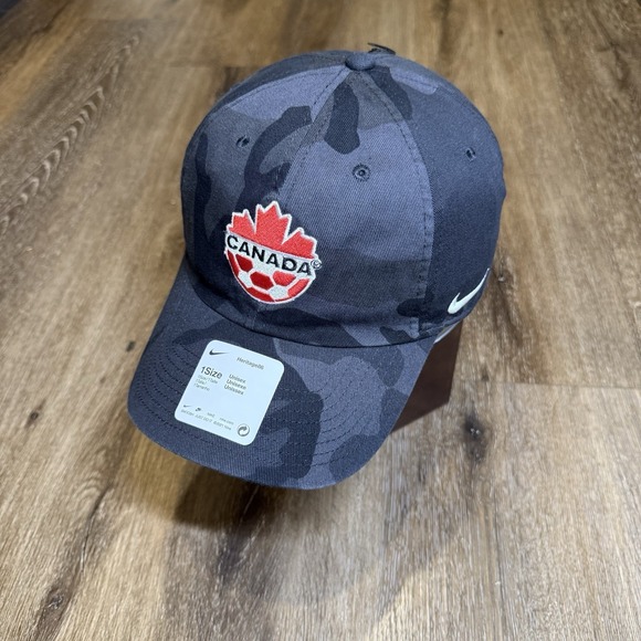 Nike Other - Nike Canada Hat Black Camo Adjustable Dad Cap Cotton Soccer Football White Check